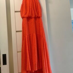 JUST TAYLOR - Clementine Orange Midi Polka Dot Dress - Size 6
